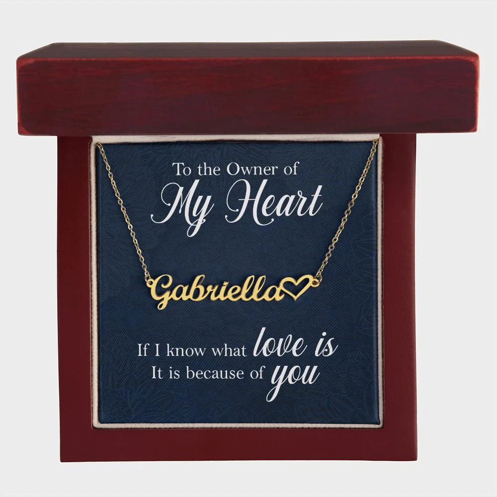 To the Owner of My Heart Personalized Gold Tone Heart Name Necklace Custom